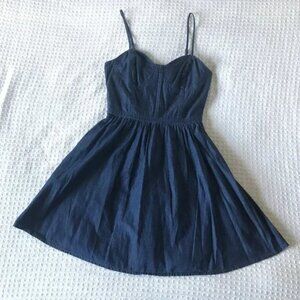 Lauren Conrad Chambray Skater Bustier Sweetheart Dress Blue Size 6
